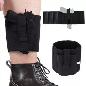 Tactical Ankle Holster Left Right Hand Concealed Carry with 2 Magazine Pouch